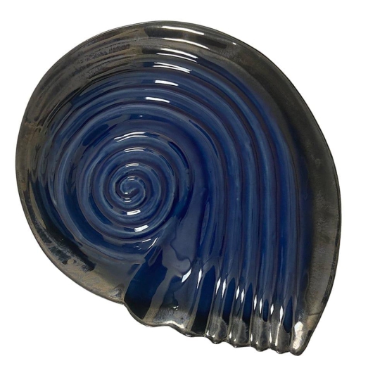 Ceramic Dining Royal Blue Sea Shell  Glazed Ceramic Serving Platter