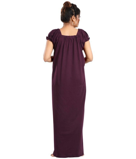 FOMTI Purple Cotton Nighty - Free Size