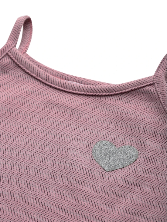 PINK ZIG ZAG HEART SUMMER STRAPPY GIRLS TOP - PINK-10-12 YEARS / 1N / PINK