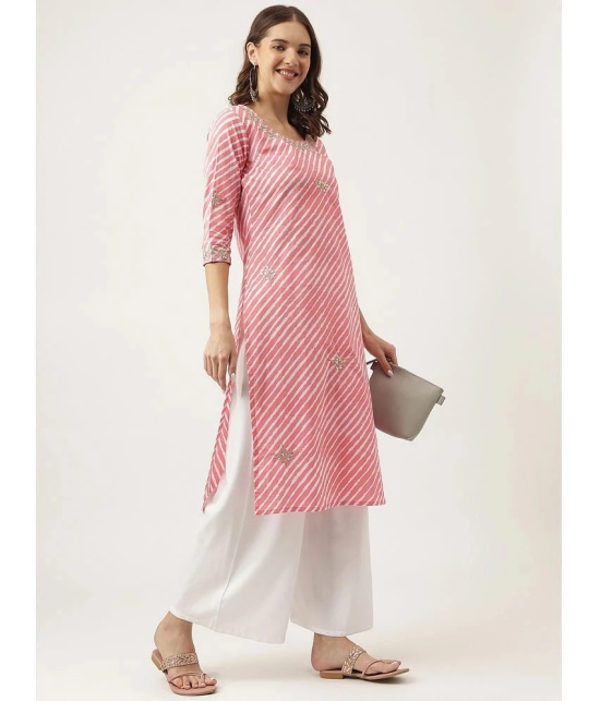 Divena - Pink Cotton Womens Straight Kurti ( Pack of 1 ) - None