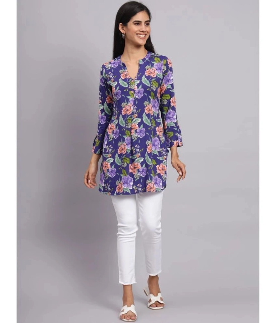 Tissu Rayon Printed Straight Womens Kurti - Purple ( Pack of 1 ) - None