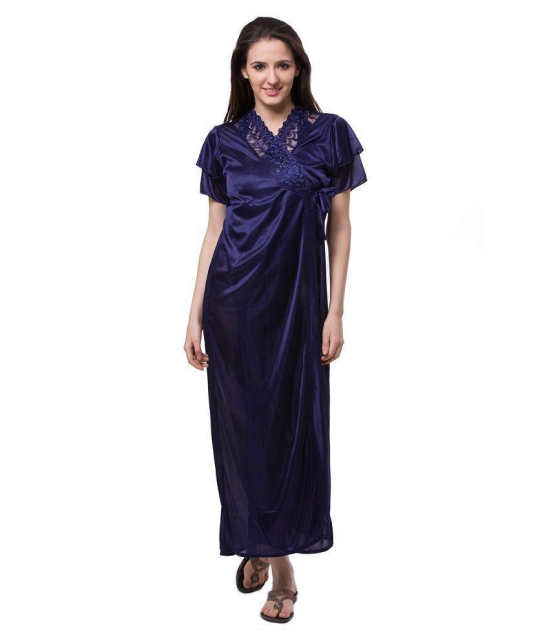 Fasense Satin Robes - Navy - L