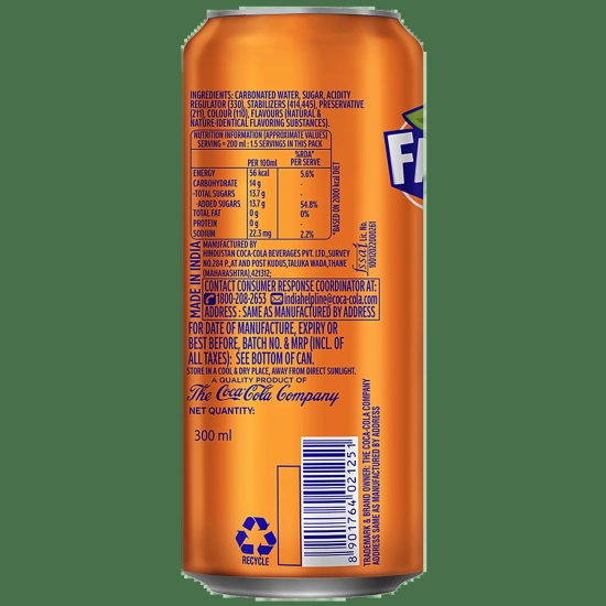 Fanta Soft Drink - Orange Flavoured, Refreshing, 300 Ml Can