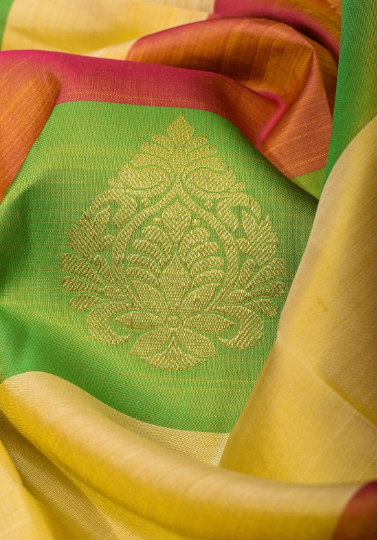 Exquisite Paalum Pazhamum Classic Kanjeevaram Multicolor Saree with zari Border | SILK MARK CERTIFIED