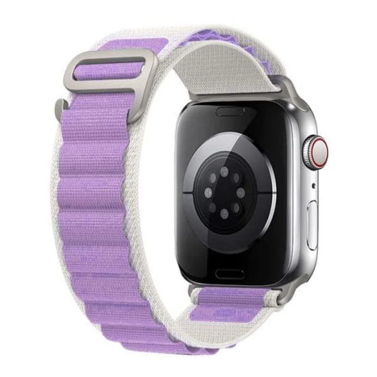 Alpine Loop Band for Apple Watch Strap 42mm 44mm 45mm 49mm Nylon Strap Woven Loop With Metal G?Hook Sport Strap Compatible for iWatch Band Series Ultra 8 7 6 5 4 3 2 1 SE (Purple-White)