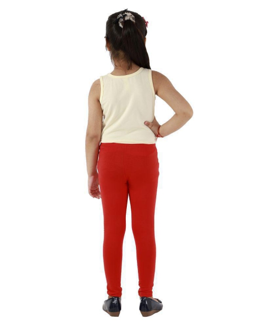 Kids Cave - Red Cotton Blend Girls Leggings ( Pack of 1 ) - None