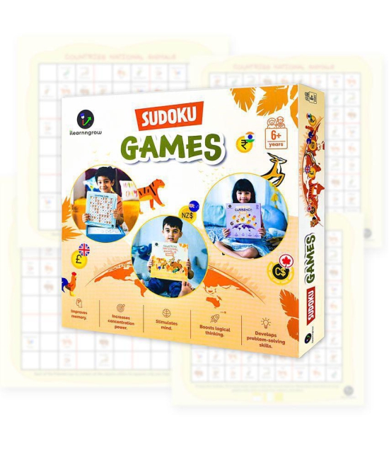 ILEARNNGROW National Animal Sudoku I Puzzle Board Game for Kids to Improve Thinking Ability and Concentration for Age 5 - 12 Years - Multicolor