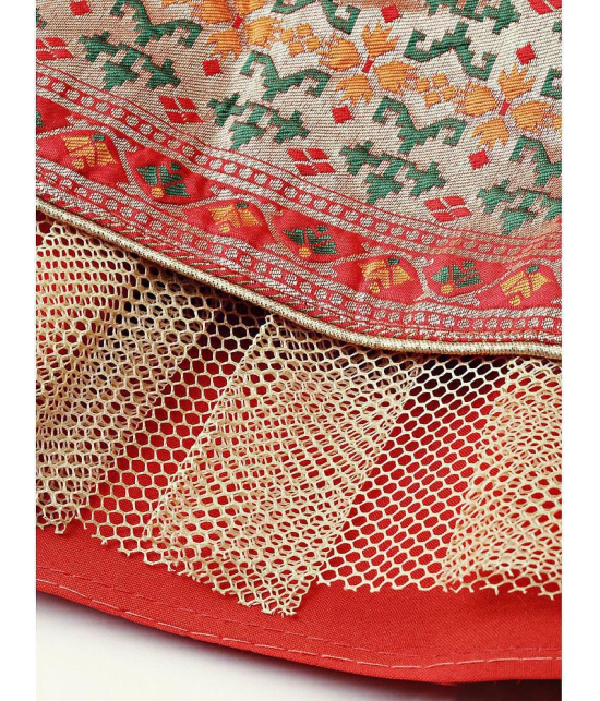 Om Shantam Sarees Red Art Silk Chaniya Choli Unstitched Lehenga Single - Free Size