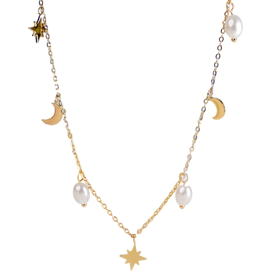 Sun & Moon 18K Gold Plated Necklace-Gold