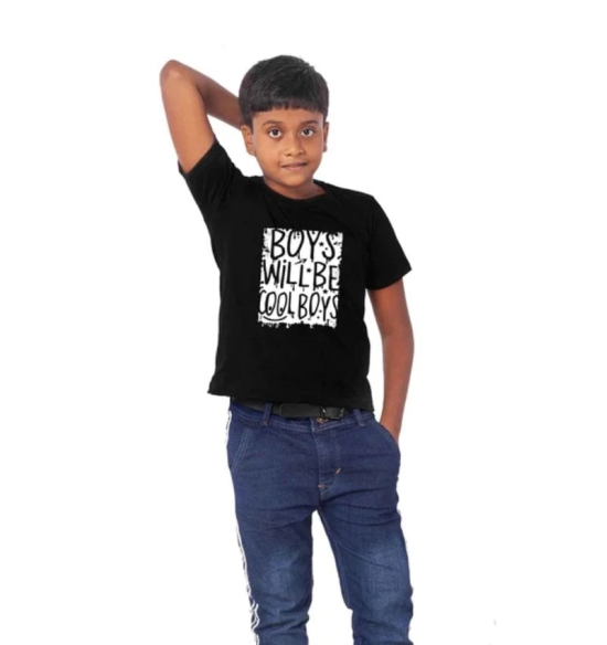 Boys Cotton Will Be Cool Half Sleeve TShirt (Black) PID41483