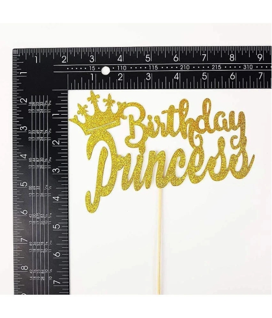 Zyozi  Happy Birthday Cake Topper for Princess Birthday Zyoziques,Gold Glitter - Gold