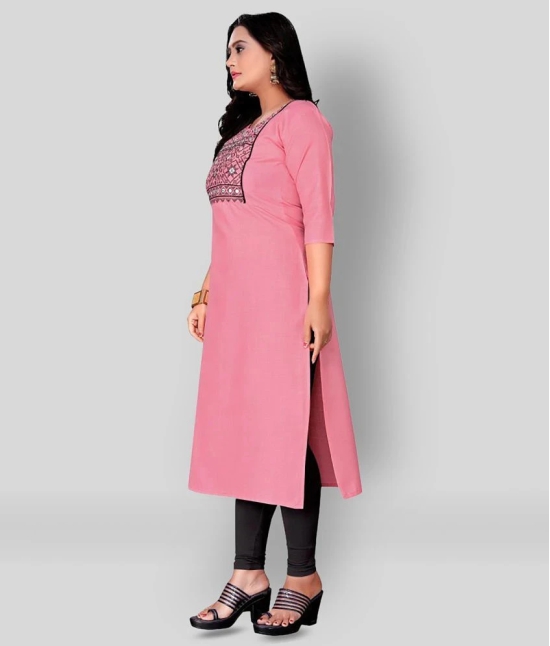 Rangrasiya - Pink Cotton Blend Womens Straight Kurti ( Pack of 1 ) - 6XL