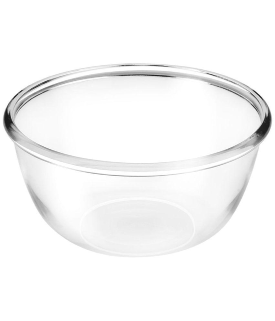 Treo By Milton Glass Solid Mixing Bowl, 1500ml, Transparent | Microwave Safe | Cookies Bowl | Serving Bowl | Ice cream Bowl | Fruit Bowl | Veggies Bowl - Transparent