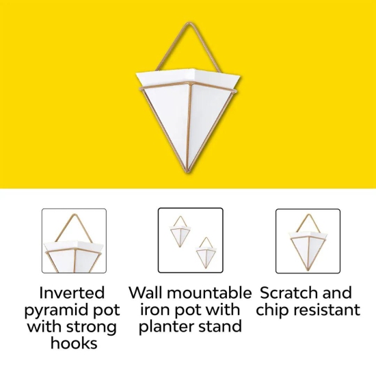 Wall Hanging Pyramid Planter | Set of 2 White