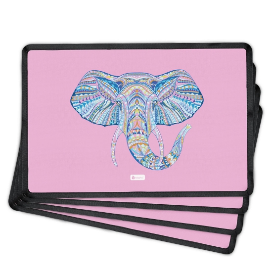 Indigifts Dinning Table Mat 12X18 Inches Set of 4 - Pink Designer Printed Placemats, Rectangular 4 Seater Dinning Table Decor Mats