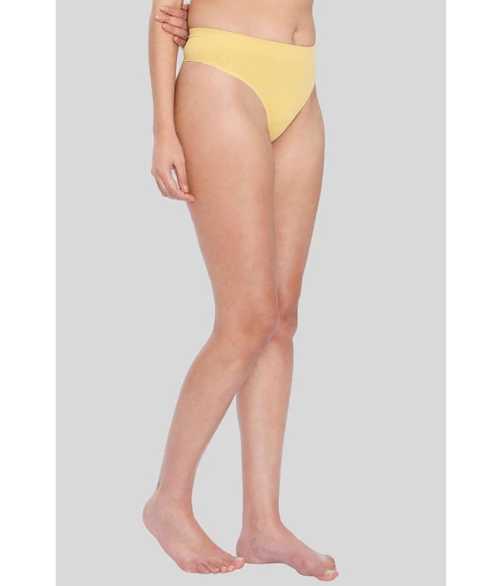 ILRASO - Yellow Poly Cotton Solid Women's Thongs ( Pack of 1 ) - None