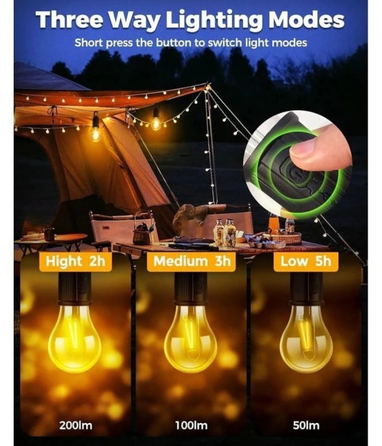 Hanging USB Rechargeable Light Bulb consumes low power and has two dimming modes. - Black