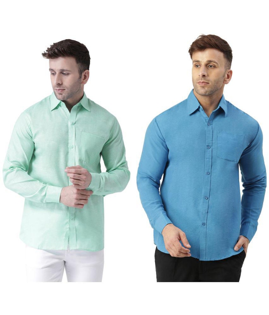 KLOSET By RIAG 100% Cotton Regular Fit Solids Full Sleeves Men's Casual Shirt - Blue ( Pack of 2 ) - None