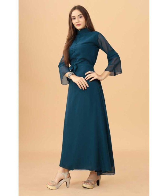 Vrunda Fashion - Blue Georgette Womens Gown ( Pack of 1 ) - None