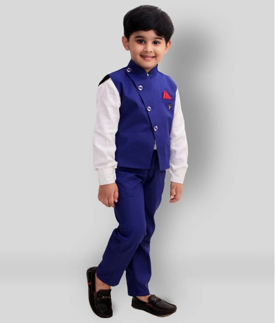 Fourfolds - Blue Cotton Blend Boys Shirt & Pants ( Pack of 1 ) - None