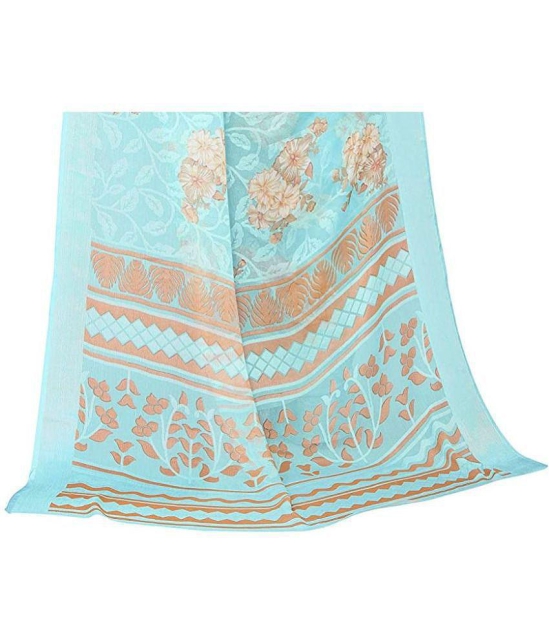 Sitanjali - SkyBlue Brasso Saree With Blouse Piece ( Pack of 1 ) - SkyBlue