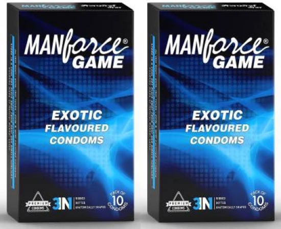 MANFORCE GAME Condoms 10 Pieces x Pack of 2 Condom  (Set of 2 20 Sheets)