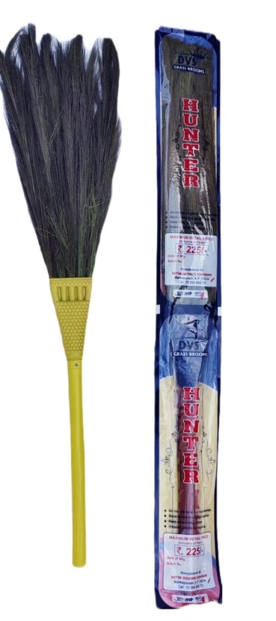 Long Handled Broom with Plastic Handle for Easy Sweeping