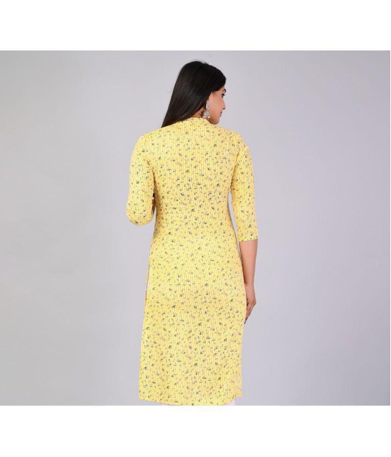 MAUKA Rayon Printed Straight Women's Kurti - Yellow ( Pack of 1 ) - None