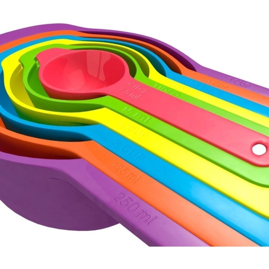 Pack Of_2 Plastic Colorful Measuring Spoon Measuring Cup(6 Pcs Set) (Color: Assorted) PID37267