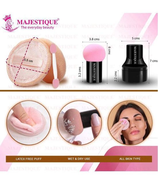 Majestique 2Pcs Set Powder Puff & Mushroom Head Sponge With Case, Makeup Foundation Sponge