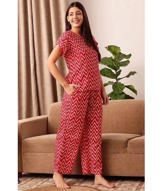 Clovia Red Crepe Womens Nightwear Nightsuit Sets ( Pack of 1 ) - None