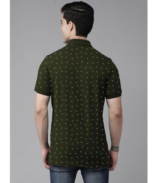 ADORATE Cotton Blend Regular Fit Printed Half Sleeves Mens Polo T Shirt - Olive Green ( Pack of 1 ) - None