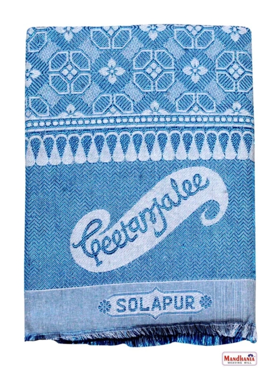 Mandhania Solapur Chaddar Single Blanket Cotton,Rayon?& Viscose Pack of 1 - Blue