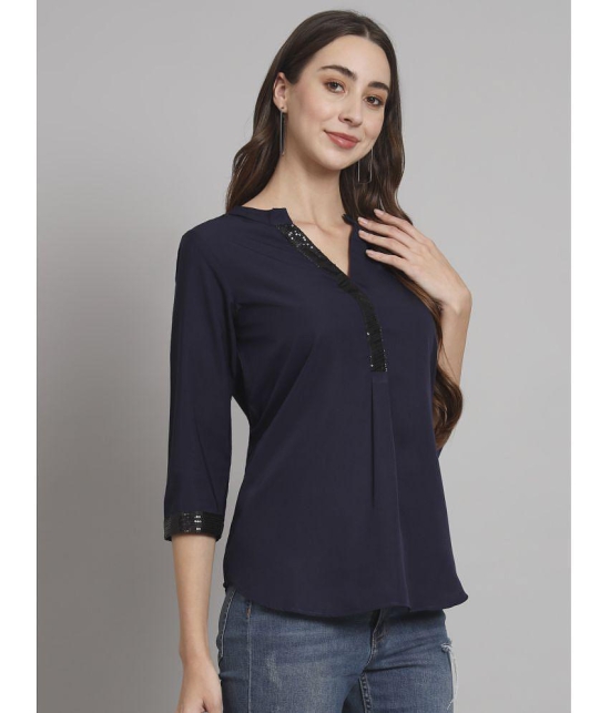 Curvydrobe Navy Blue Crepe Women's A-Line Top ( Pack of 1 ) - None