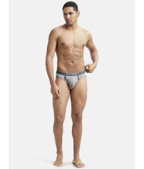 Jockey 8044 Men Super Combed Cotton Rib Solid Brief with Ultrasoft Waistband - Grey Melange - None