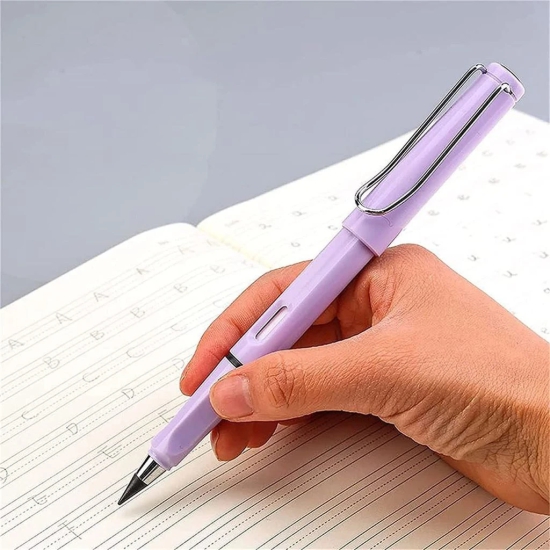 2 IN 1 PENCIL PENCIL ERASER Reusable Everlasting Ink-less Pencils Portable Eternal Erasable Metal Writing Pens Infinite Replaceable Graphite Nib Triangular Golf Stationary Set