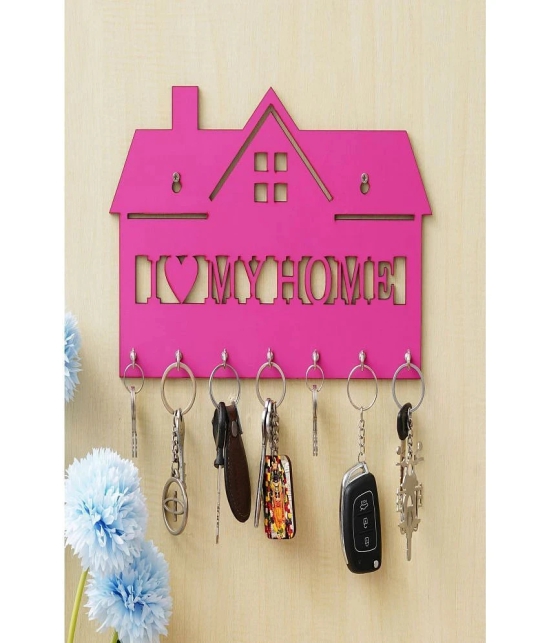 JaipurCrafts Pink Wood Key Holder - Pack of 1