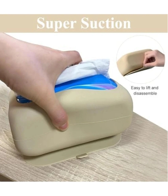 DMDENT Silicone Tissue Box Strong Suction Cup Tissue Paper Box Desk Tissue Box Wall Mount Tissue Box Under Desk Space Saving Under Desk Tissue Paper Box for Dressing Table, Desk, Office