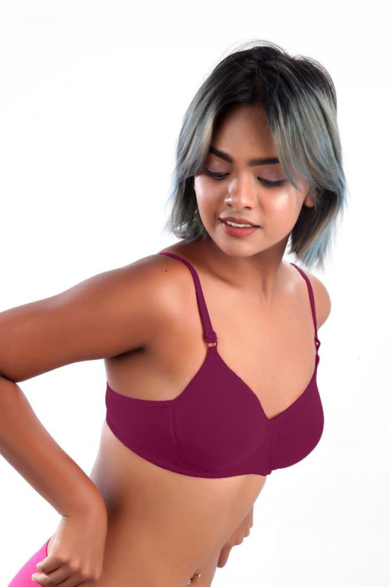 Women Hug Padded Bra Wine