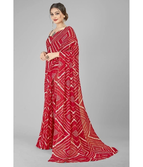 ANAND SAREES - Red Georgette Saree Without Blouse Piece ( Pack of 1 ) - Red