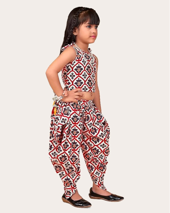 Girls Trendy Dhoti Kurta Set | Cotton Rayon Blend Dhoti Set-Maroon / 6 Years-7 Years