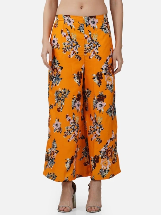 Women Floral Printed Flared Crepe Palazzos