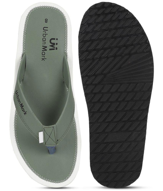 UrbanMark - Olive Men's Thong Flip Flop - None