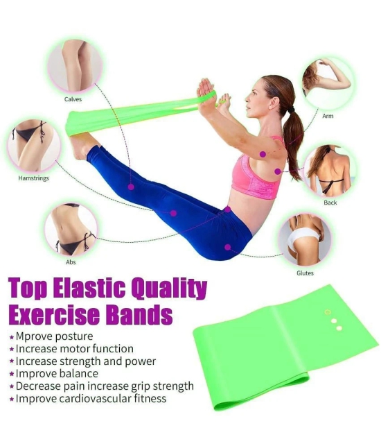 Yoga Band, Resistance Exercise Band for Training Latex-Free Anti-Allergic & Tear-Resistant TheraBand for Exercise, Stretching, Workout & Physiotherapy (Pink) Pack of 1 - Green