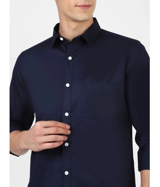 UrbanMark Mens 100% Cotton Full Sleeves Slim Fit All Over Solid Casual Shirt-Navy - None