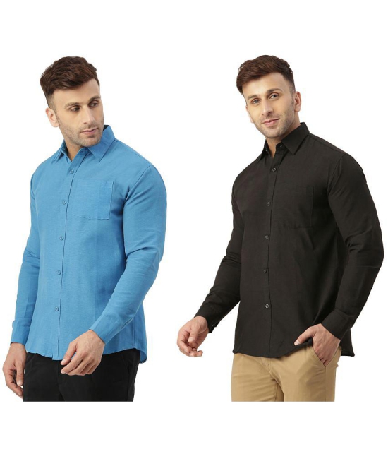 KLOSET By RIAG 100% Cotton Regular Fit Solids Full Sleeves Men's Casual Shirt - Black ( Pack of 2 ) - None