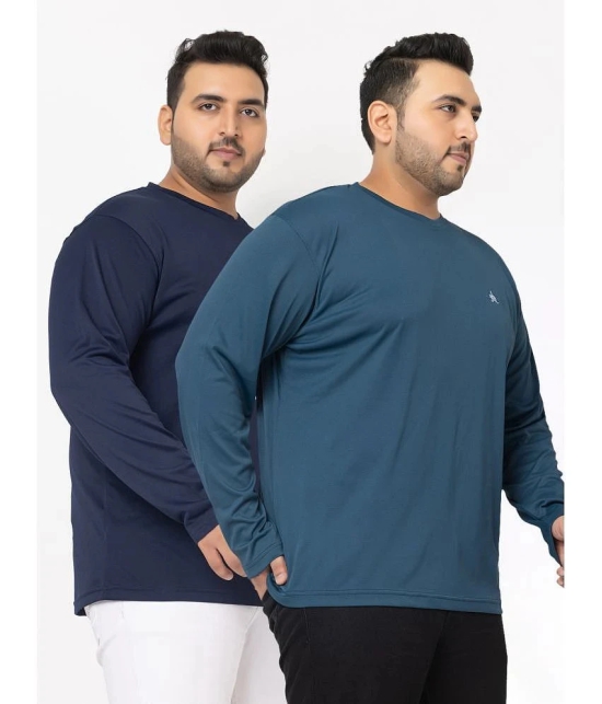 YHA Cotton Blend Regular Fit Solid Full Sleeves Mens T-Shirt - Navy ( Pack of 2 ) - None