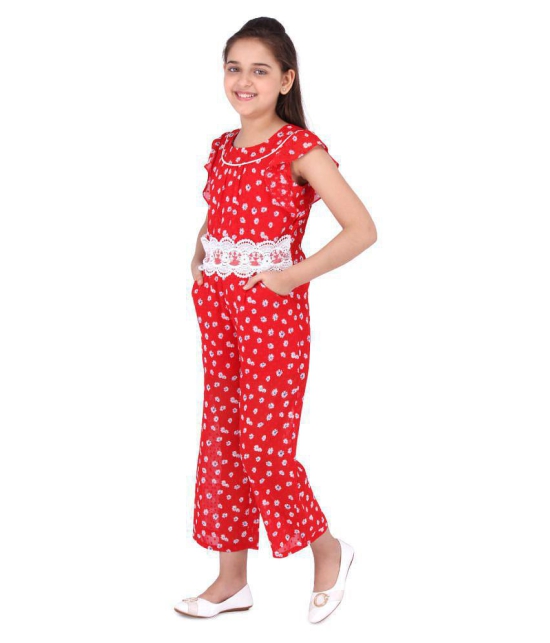 Cutecumber - Red Georgette Girls Jumpsuit ( Pack of 1 ) - None