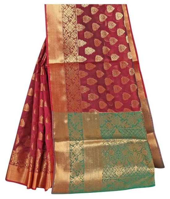 Gazal Fashions - Red Silk Saree With Blouse Piece (Pack of 1)