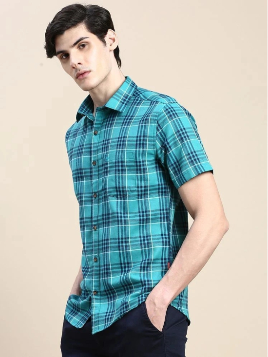 Showoff Cotton Blend Regular Fit Checks Half Sleeves Mens Casual Shirt - Green ( Pack of 1 ) - None